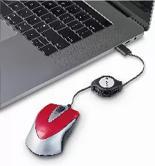 Mouse Mini Verbatim, Cable Retractil, Usb Tipo C, Color Rojo/gris