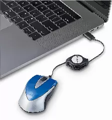Mouse Mini Verbatim, Cable Retractil, Usb Tipo C, Color Azul/gris