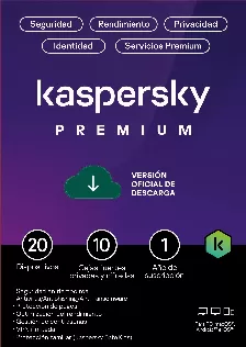 Licencia Kaspersky Premium + Customer Support (total Security) / 20 Dispositivos / 10 Cuentas Kpm / 1 Ano