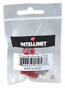 Conector Jack Intellinet, Rj-45, Cat 5e, Blindaje De Cable U/utp, Color Rojo, (210478)