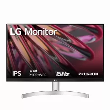  Monitor Lg Led, 27 Pulgadas, 2xhdmi, 1xvga, 1920 X 1080 Pixeles, Respuesta 5 Ms, 75 Hz, Panel Ips, Amd Freesync Color Blanco