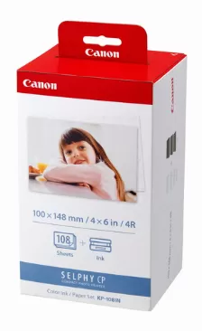 Papel Fotografico Canon Kp-108in, Inyección De Tinta, Rojo, Blanco, 108 Hojas, Canon Selphy Compact, 101.6 Mm, 152.4 Mm
