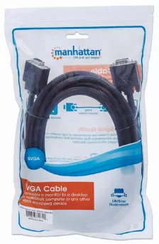 Cable Vga Manhattan (312721), Svga 4.5m, Macho/macho, Color Negro