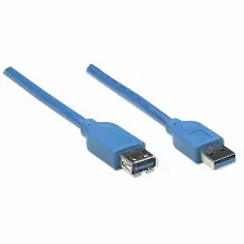 Cable Usb Manhattan Cable De Extensión Usb De Súpervelocidad Transferencia De Datos 5000 Mbit/s, Color Azul