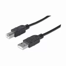  Cable Usb A-b Manhattan 1.8mts Version 2.0, 480mbps, Negro