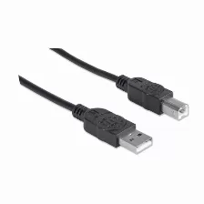 Cable Usb A-b Manhattan 1.8mts Version 2.0, 480mbps, Negro