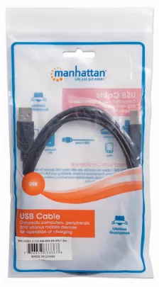 Cable Usb A-b Manhattan 1.8mts Version 2.0, 480mbps, Negro