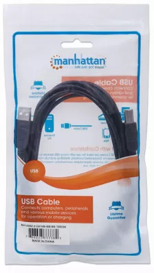 Cable Manhattan, Para Dispositivos Usb De Alta Velocidad, Usb 2.0 A Macho - Usb 2.0 B Macho, 3 Metros, (333382) Negro