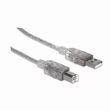 Cable Usb Manhattan Transferencia De Datos 480 Mbit/s, Color Plata