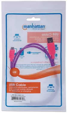 Cable Usb Manhattan Usb A A Micro-usb B, 1 M, Rosa, Púrpura