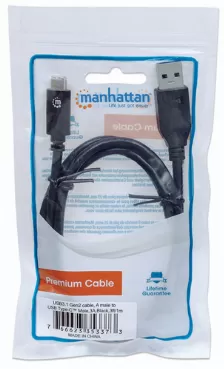 Cable Manhattan Tipo C, Macho - Usb 3.0 A Macho, 1 Metro, (353373) Negro