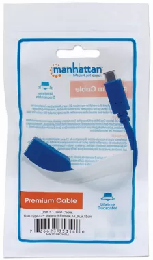 Cable Usb Manhattan Usb Tipo-c A Usb Hembra, 15 Centimetros, Azul, Otg (353540)