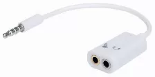  Cable Adaptador De Audio Manhattan , 3,5mm, 1 Macho A 2 Hembra, Divide Audio Para Audifono Y Mic, 0.2 M, Blanco, (354561)