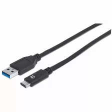 Cable Usb Manhattan Cable Para Dispositivos Usb-c De Súper Velocidad+ Transferencia De Datos 10000 Mbit/s, Color Negro