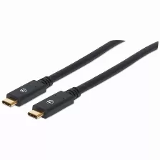  Cable Usb Manhattan Cable Para Dispositivos Usb-c De Súpervelocidad Transferencia De Datos 5000 Mbit/s, Color Negro