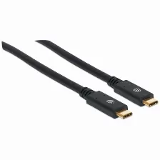 Cable Usb Manhattan Cable Para Dispositivos Usb-c De Súpervelocidad Transferencia De Datos 5000 Mbit/s, Color Negro