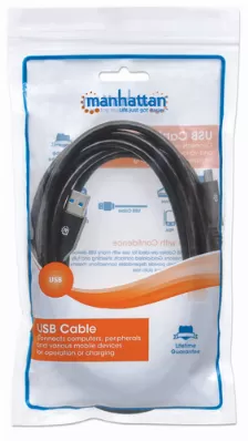 Cable Manhattan, Usb A 3.1 Macho - Usb C 3.1 Macho, 3 Metros,(354981) Negro