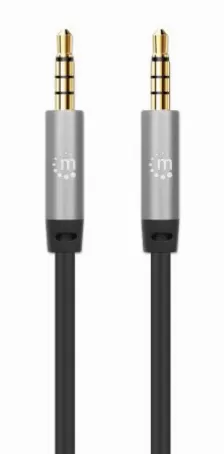 Cable De Audio Manhattan Cable Auxiliar De Audio Estéreo, 3,5mm, Macho, 3,5mm, Macho, 2 M, Negro, Plata