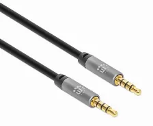 Cable De Audio Manhattan Cable Auxiliar De Audio Estéreo, 3,5mm, Macho, 3,5mm, Macho, 5 M, Negro, Plata