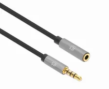 Cable De Audio Manhattan Extensión De Cable Auxiliar De Audio Estéreo, 3,5mm, Macho, 3,5mm, Hembra, 3 M, Negro, Plata