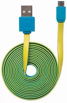 Cable Usb Manhattan Cable Plano De Alta Velocidad Micro-b Usb Transferencia De Datos 480 Mbit/s, Color Azul, Amarillo