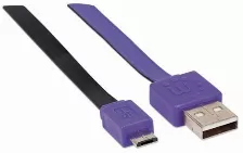 Cable Usb Manhattan Cable Plano De Alta Velocidad Micro-b Usb Transferencia De Datos 480 Mbit/s, Color Negro, Púrpura