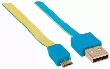 Cable Usb Manhattan Pop 391436, Usb 2.0 A Usb 2.0 Micro B, 1 Metro, Plano, Azul Con Amarillo, (391436)