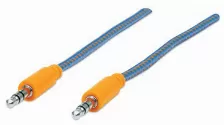  Cable De Audio Manhattan Cable De Audio Con Recubrimiento Textil, 3,5mm, Macho, 3,5mm, Macho, 1 M, Azul, Naranja