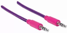 Cable De Audio Manhattan Cable De Audio Con Recubrimiento Textil, 3,5mm, Macho, 3,5mm, Macho, 1 M, Rosa, Púrpura