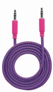 Cable De Audio Manhattan Cable De Audio Con Recubrimiento Textil, 3,5mm, Macho, 3,5mm, Macho, 1 M, Rosa, Púrpura