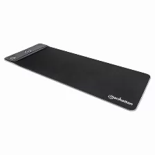 Mousepad Manhattan Con Cargador Inalambrico, Resistente Al Agua, Iluminacion Led, 800mm X 300mm, Color Negro
