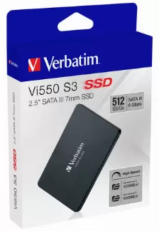 Ssd Verbatim Vi550 S3 512gb, 2.5 Pulg, Serial Ata Iii 6 Gbit/s, Lectura 560 Mb/s, Escritura 535 Mb/s