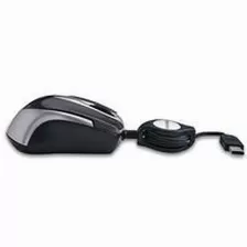 Mouse Verbatim Travel Mini Retractil, Optico, Interfaz Usb Tipo C, Color Negro/plata
