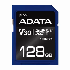 Memoria Sdxc Adata 128gb, Cl10, V30, 4k Uhd, 100 Mb/ps, Negro/azul