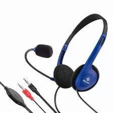  Audífonos Steren Aud-505 Diadema Para Llamadas/música, Micrófono Integrado, Conectividad Alámbrico, Conector De 3.5 Mm Si, Color Negro, Azul