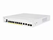 Switch Cisco Cbs350 Gestionado, L3, Cantidad De Puertos 8, Puertos 8, Sfp 2, (poe +) 8, Gigabit Ethernet (10/100/1000), 20 Gbit/s, 802.1x Radius, Ssh, Ssh-2, Ssl/tls, 1u, Negro, Gris