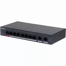 Switch Dahua 10 Puertos Fast Ethernet, 8 Puertos Poe 10/100/1000 + 2 Puertos Uplink, 110w, 5.6gbits