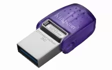 Memoria Usb Kingston Technology Datatraveler Microduo 3c 128 Gb Usb Type-a / Usb Type-c, 3.2 Gen 1 (3.1 Gen 1), Color Acero Inoxidable, Púrpura