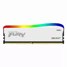 Memoria Ram Dimm Kingston Fury Beast 16gb Rgb Edicion Especial Ddr4, 3200 Mhz, Aura Sync, Color Blanco