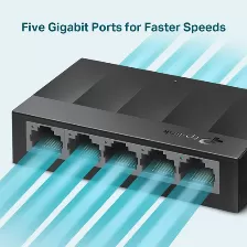 Switch Gigabit Tp-link Ls1005g, 5 Puertos Rj45, 10, 100, 1000mbps, Ce, Fcc, Rohs