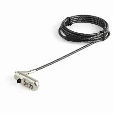  Cable Antirrobo Startech.com Candado Para Laptop Con Cable De 2m, 2 M, Kensington, Cerradura Con Combinación, Negro, Acero Inoxidable