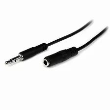 Cable De Audio Startech.com Cable De 2m De Extensión De Audífonos Mini-jack 3,5mm Estéreo Macho A Hembra - Delgado, 3,5mm, Macho, 3,5mm, Hembra, 2 M, Negro