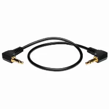 Cable De Audio Tripp Lite P312-001-2ra Cable De Audio Mini Estéreo De 3.5 Mm Con Dos Enchufes En ángulo Recto (m/m), 0.3 M [1 Pie], 3,5mm, Macho, 3,5mm, Macho, 0.3 M, Negro