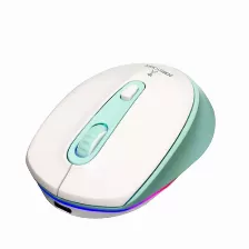 Mouse Perfect Choice Pc-045076 óptico, 3 Botones, 1600 Dpi, Interfaz Rf Inalámbrico, 10 M, Color Verde Azulado, Blanco