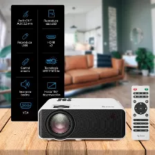 Videoproyector Steren Pro-300 Luz Led, Portátil, Led, Resolución 720p (1280x720), Bocinas, 2 Hdmi, Color Negro, Gris