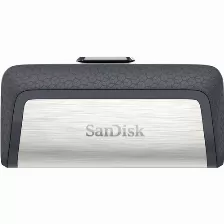  Memoria Usb Sandisk Ultra Dual Drive Usb Type-c 128 Gb, 3.2 Gen 1 (3.1 Gen 1), Factor De Forma Deslizar, Color Negro, Plata