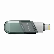 Memoria Usb Sandisk Ixpand Flash Drive Flip 128 Gb Usb Type-a / Lightning, 3.2 Gen 1 (3.1 Gen 1), Color Gris, Plata, Transparente