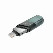 Memoria Usb Sandisk Ixpand Flash Drive Flip 128 Gb Usb Type-a / Lightning, 3.2 Gen 1 (3.1 Gen 1), Color Gris, Plata, Transparente