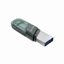 Memoria Usb Sandisk Ixpand Flash Drive Flip 256 Gb Usb Type-a / Lightning, 3.2 Gen 1 (3.1 Gen 1), Color Gris, Plata, Transparente