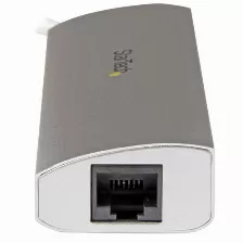 Hub Portátil De Aluminio Concentrador De 3 Puertos Startech, Usb 3.0 Con Adaptador De Red Ethernet Gigabit, (st3300g3ua)